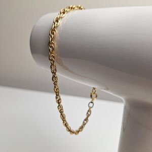 Vintage Goldtone Rope Chain Ankle Bracelet Anklet 9.5" 80s 90s